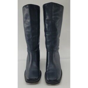 Naturalized Women’s Blue Leather Square Toe Block Heel Mid-Calf Boots Size 7.5M